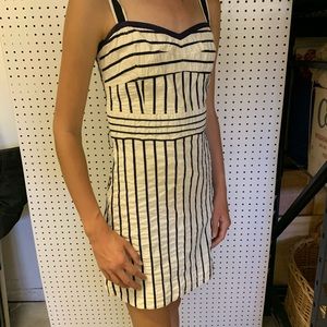 Tory Burch blue and white linen seersucker dress